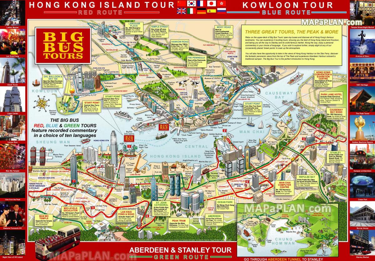 Hong Kong Hop On Hop Off bus tours map